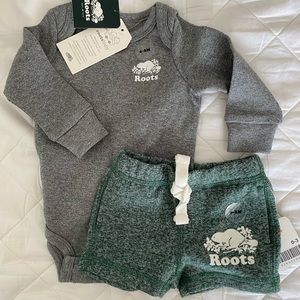 Roots baby bodysuit and shorts (0-3M) - NWT